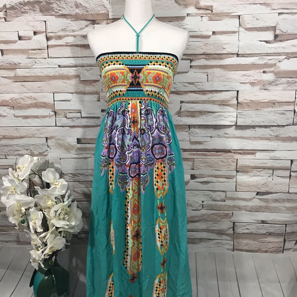 Peach Puff Maxi Dress Sz S (J26)